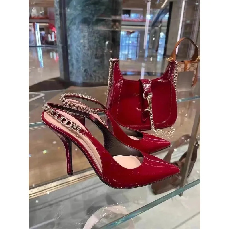 Pointed Toe High Heeled Sandals Women Sexy Slippers Woman Shoes Slingback 2025 Summer Elegant Dress Leather Shallow Pumps 260415