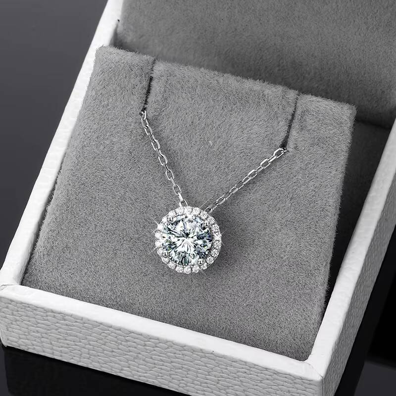 Dropshipping Women Accessories 925 Sterling Silver 65mm 1 Ct VVS Moissanite Diamond Solitaire Pendant Necklace