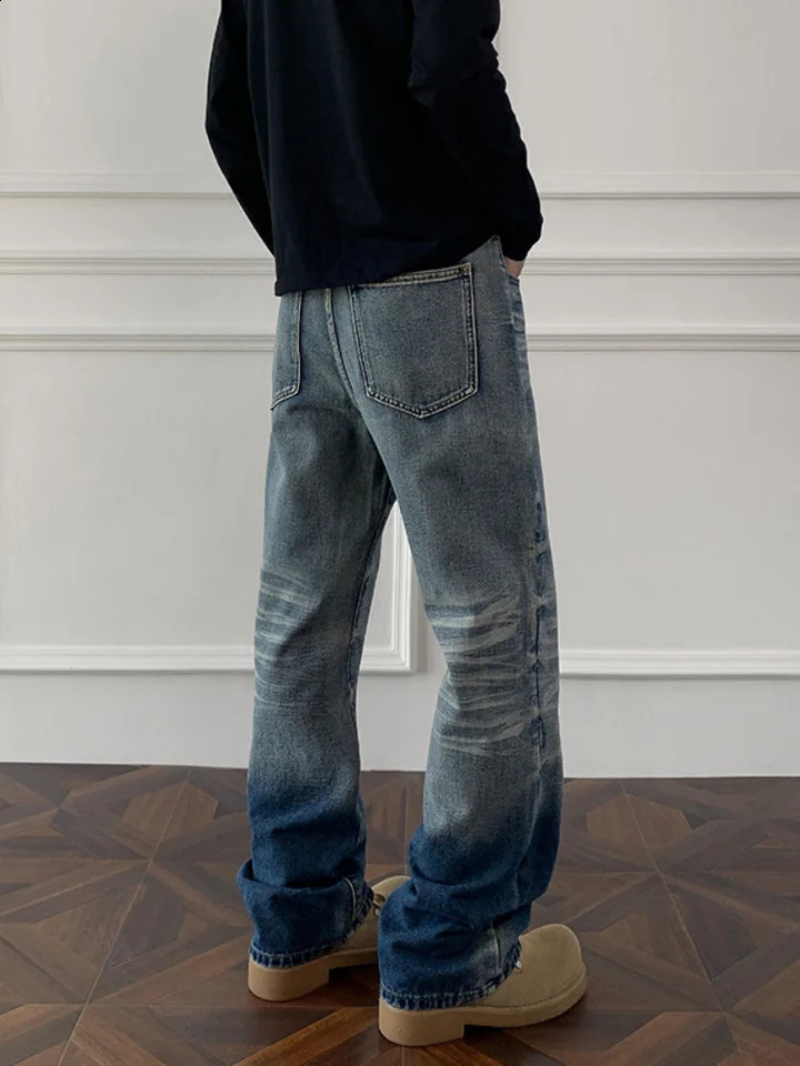 Cleanfit cat whisker gradient jeans for men autumn niche n pants American retro straight leg micro flared 260415BJ - view 5