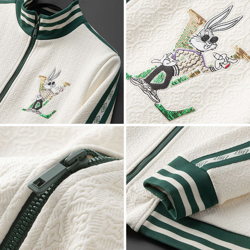 European High-End Jacquard Casual Jacket Trendy Brand Fashion Autumn New Men's Stand Collar Cardigan Sweatshirt