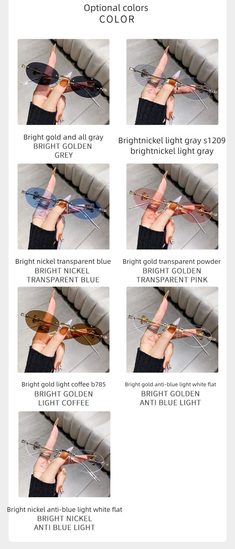 Fashion Diamond Inlaid Frameless Oval Shaped Women's Designer Sunglasses With Unique European And American Styles Versatile Street Style Sunglass