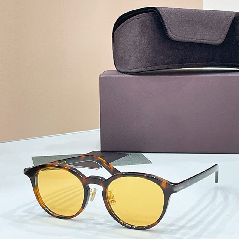 1227 Womens retro round sunnies mens design minimalist retro glasses tortoiseshell acetate frame yellow lenses UV protection Y2K style fashionable outdoor yewear