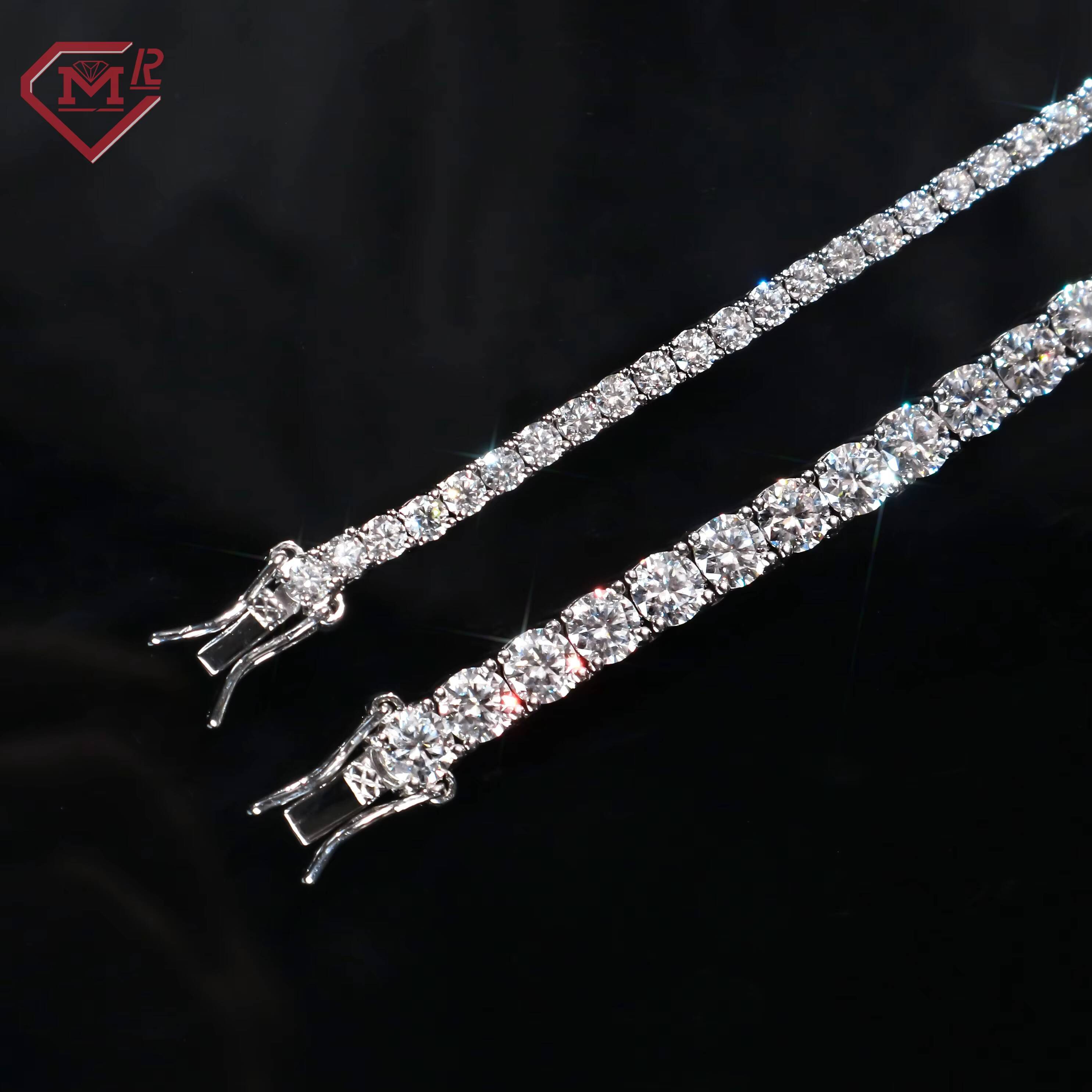 925 Sterling Silver Moissanite Tennis Necklace 5mm Womens Vvs Iced Out Diamond Moissanite Tennis Chain