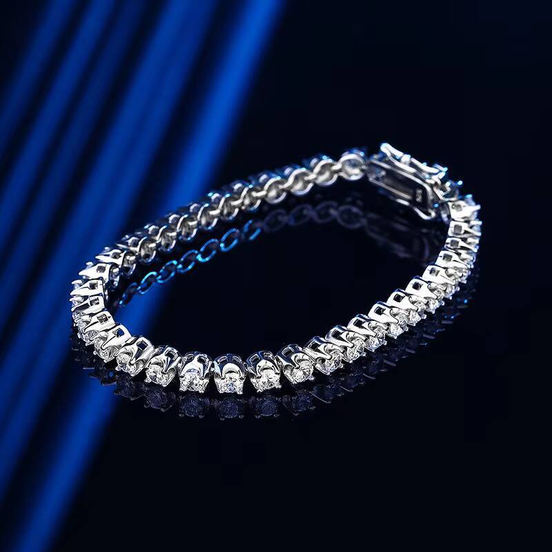 QYT Jewelry AAAAA Zircon Bracelet Womens S925 Sterling Silver Ins Design Super Flash Full Diamond Tennis Bracelet