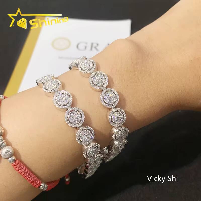 Hip Hop Jewelry 10MM Iced Out VVS Moissanite Cuban Bracelet Custom 925 Sterling Silver Mens Luxury Bracelet