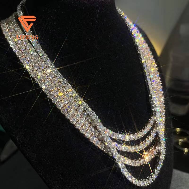 6mm Luxury Classic Hot Sale Moissanite Tennis Chain Tennis Necklace S925 Silver Tennis Chain Hip Hop Mens Moissanite Chain