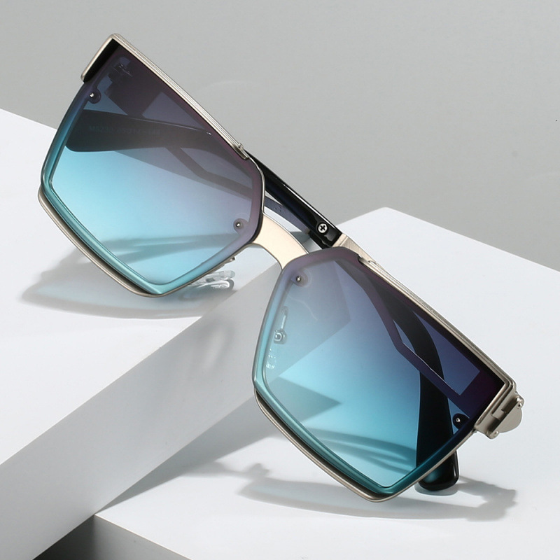 Cross Border New Metal Designer Sunglasses Men's Box High-end Outdoor Large Frame Glasses Women's UV Resistant Beach Sunglasses Wholesale