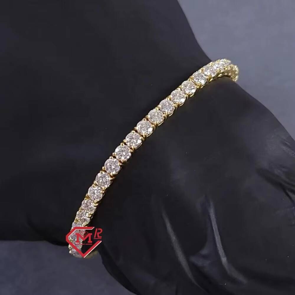 Hip Hop 4mm Moissanite Iced Out Tennis Bracelet 925 Sterling Silver VVS Diamond Moissanite Tennis Bracelet