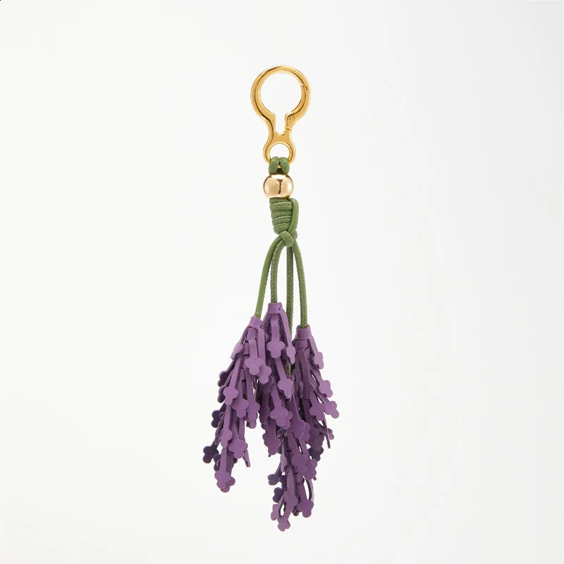 Lavender leather bag charm purple flower keychain bag pendant decoration high girl gift bag accessories 260415