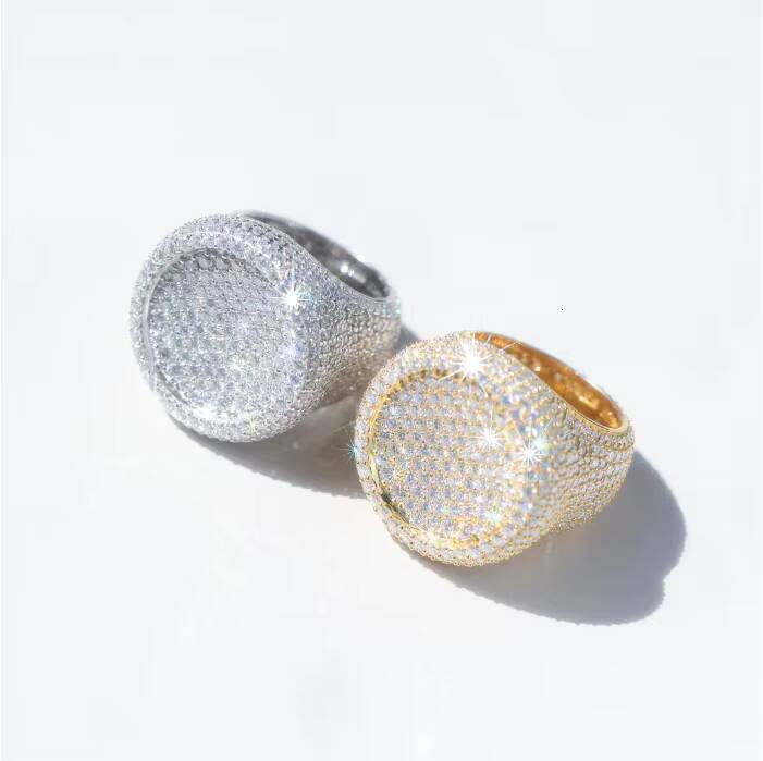 Fully Iced Out 925 Sterling Silver Hip Hop Rings Round Championship Ring Vvs Moissanite Ring