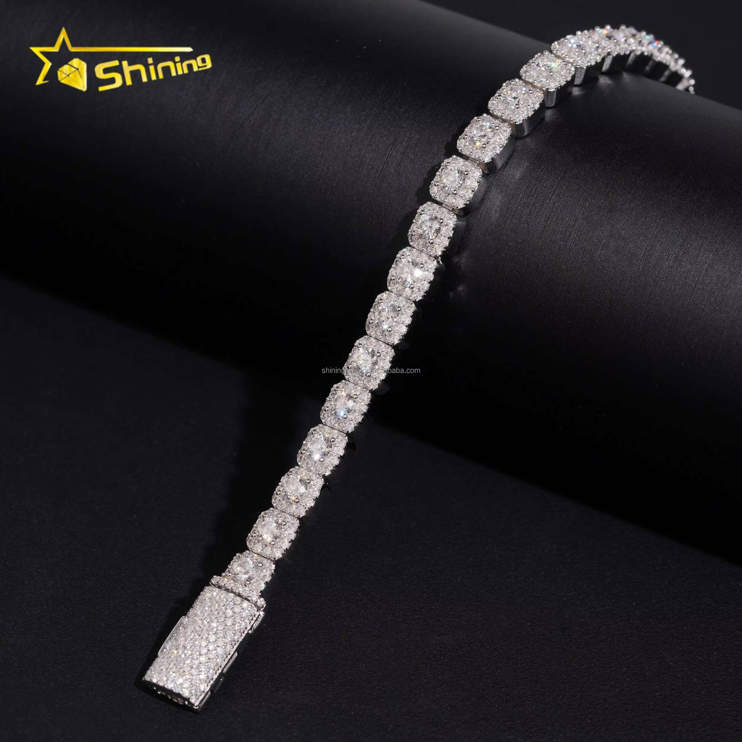 Fashion Popular New Arrivals Hip Hop Man Style 8mm Vvs Moissanite Iced Out GRA Certificate S925 Silver Cluster Tennis Bracelet
