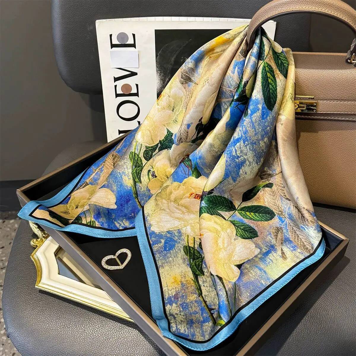 100% Natural Silk Scarf Women Foulard Female Shawl Wrap elegant High Quality Square Neckerchief for Lady Hijab Bandana Scarves