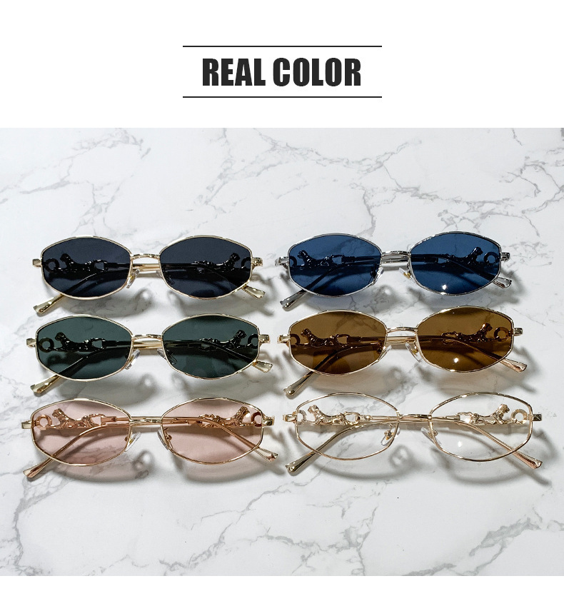 High End Cross-border New Small Frame Metal Cheetah Designer Sunglasses Unique And Fashionable Outdoor UV Resistant Sunglasses Wholesale