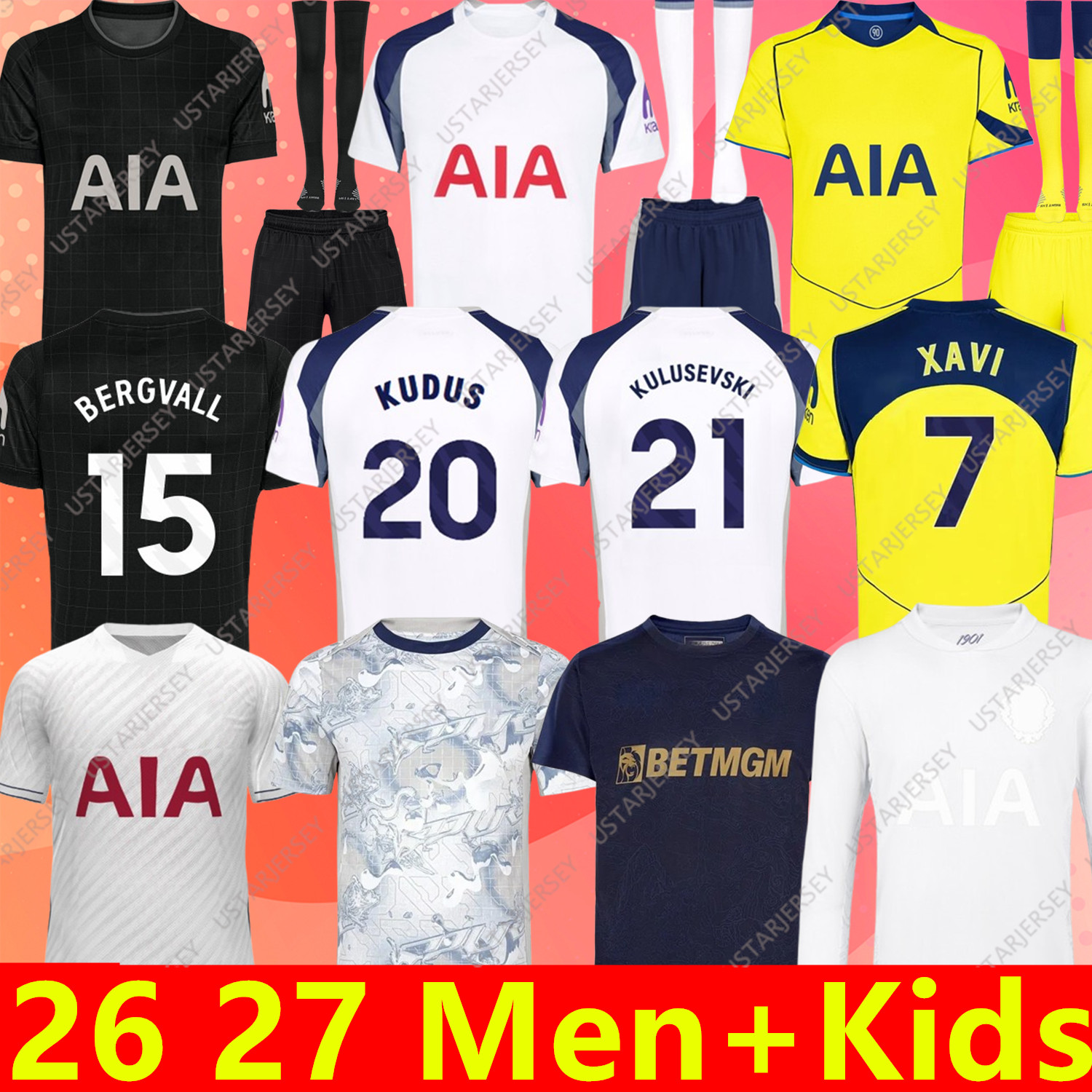 26 27 tottenham soccer jerseys MADDISON home 3rd BISSOUMA KULUSEVSKI KUDUS LUCAS DELE VAN DE VEN SON ROMERO RICHARLISON XAVI MADDISON JOHNSON Spur Football kits kids