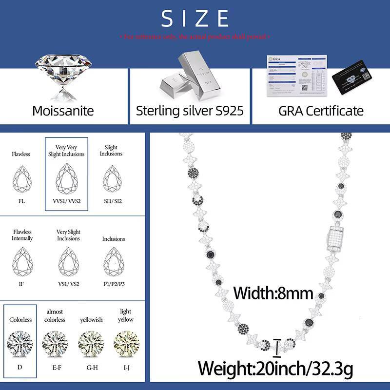 Factory Custom 8mm Vvs Moissanite Pass Diamond Test Sun Star Moon Chain 925 Silver Fine Jewelry Necklace for Men Women