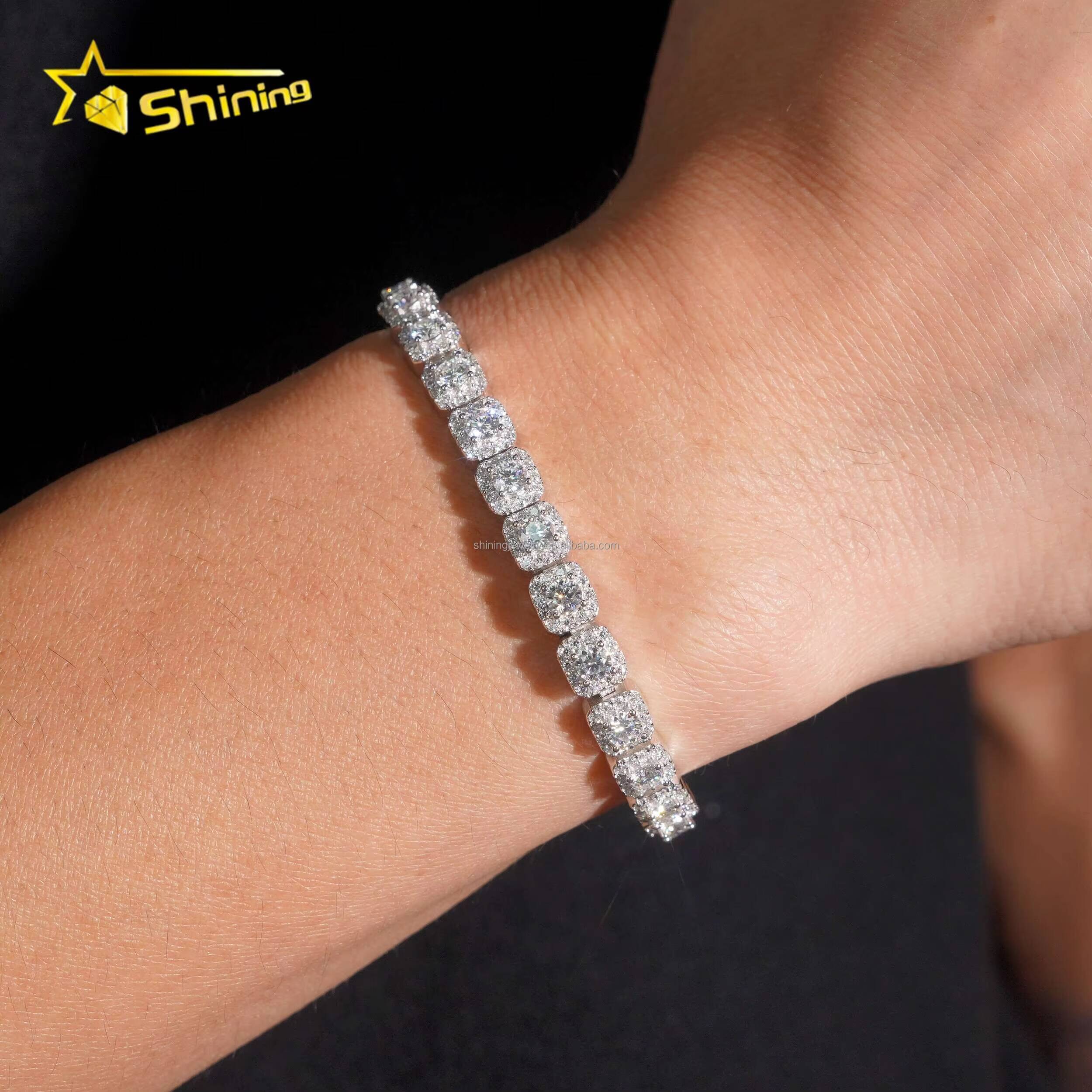 Fashion Popular New Arrivals Hip Hop Man Style 8mm Vvs Moissanite Iced Out GRA Certificate S925 Silver Cluster Tennis Bracelet