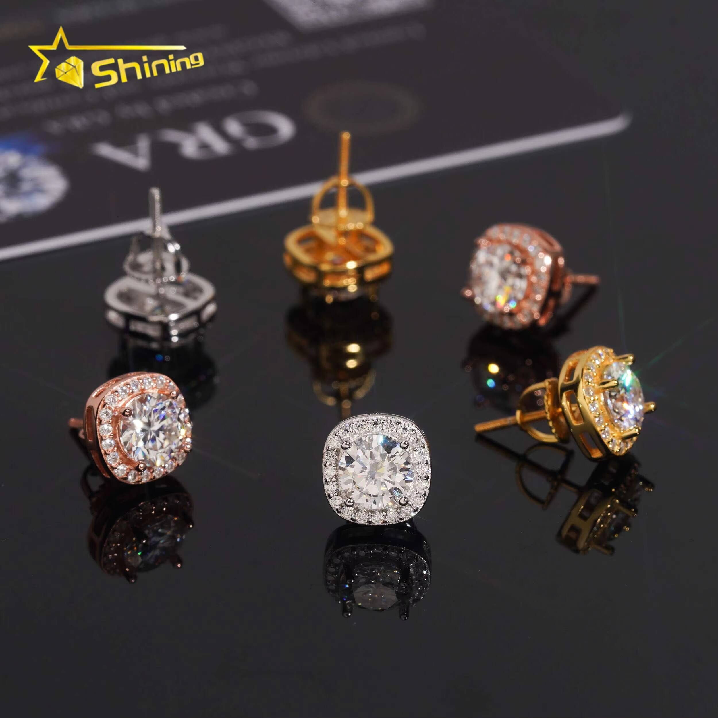 Fast Shipping Hip Hop Jewelry 925 Sterling Silver Diamond Moissanite 65mm Halo Earrings VVS Moissanite Stud Earrings