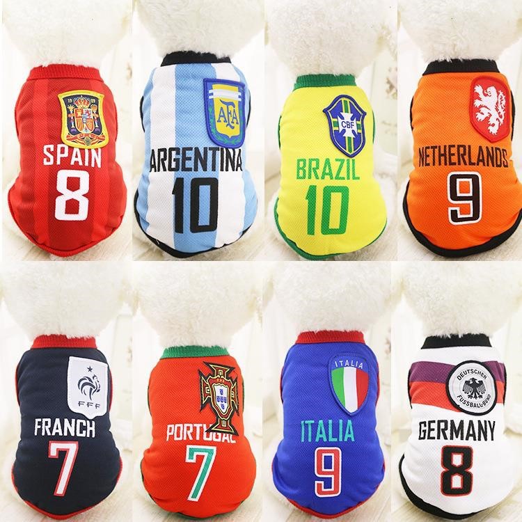 Small and medium-sized dog World Cup basketball jersey, golden retriever cat soccer vest, dog clothes