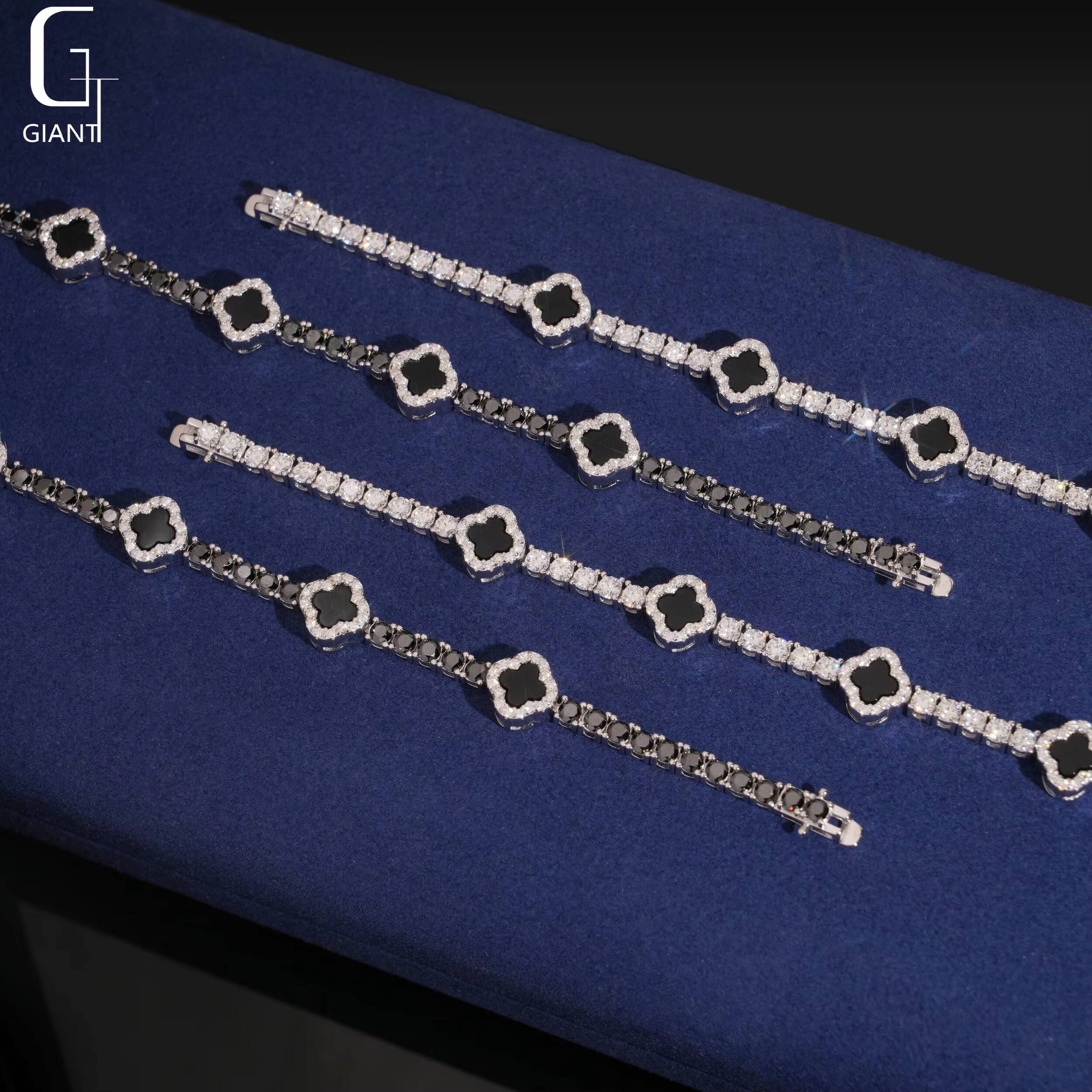 US Stock Pass Diamond Test VVS Moissanite Tennis Chains 925 Silver Tennis Bracelet Four Leaf Clover Moissanite Tennis Chains GRA