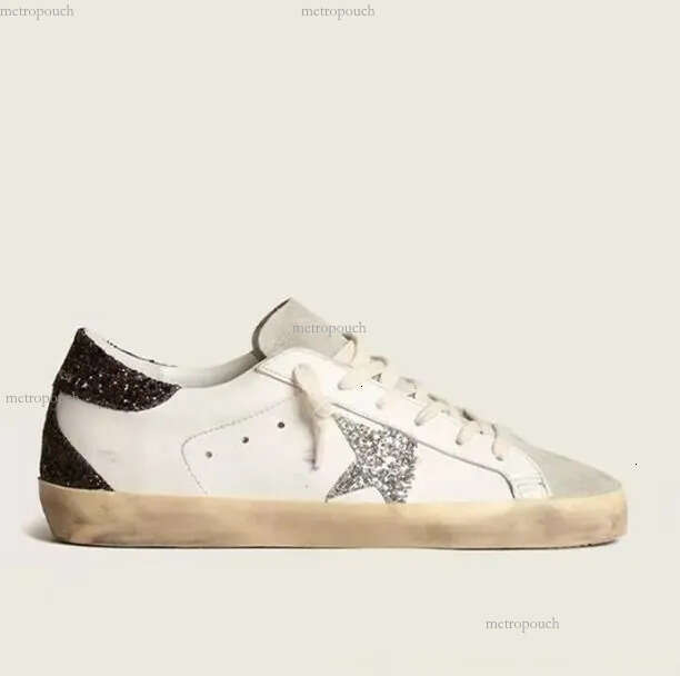Star Sneakers Designer Old Shoe Stars Sneaker Goldenly Goose Goos Scarpe Casual Alte Da Donna Super Star In Pelle Scamosciata Con Paillettes Stampa-image