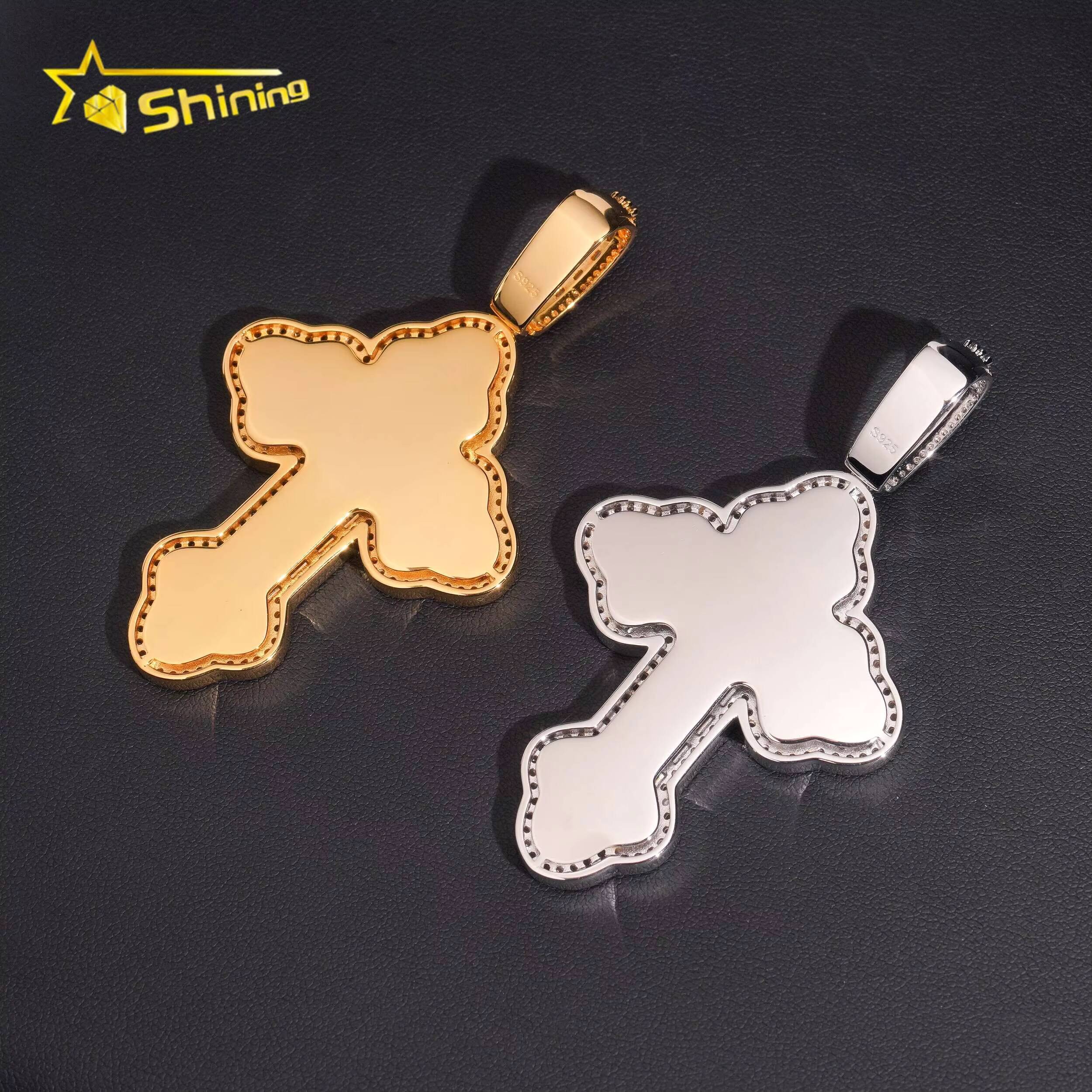 Hip Hop Moissanite Pendants Charms 925 Sterling Silver Men Women Cross Moissanite Pendant Custom Fine Jewelry