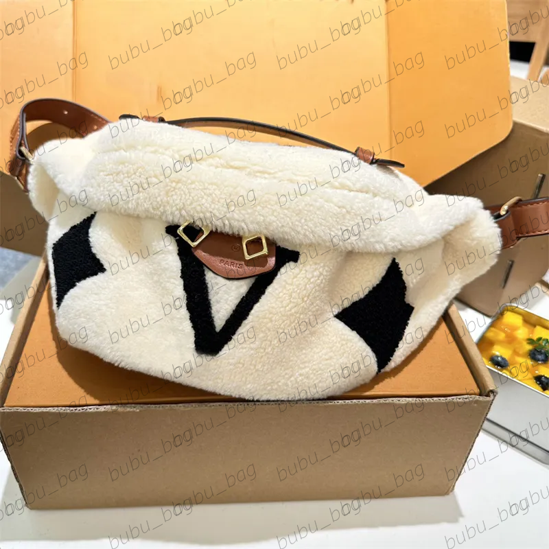 Men Designer Teddy Bumbag Shearling Belt Bag Women Luxury Crossbody Waistbag Designers Fluffy Bum Bag Fannypack Lambhair Shoulder Bag