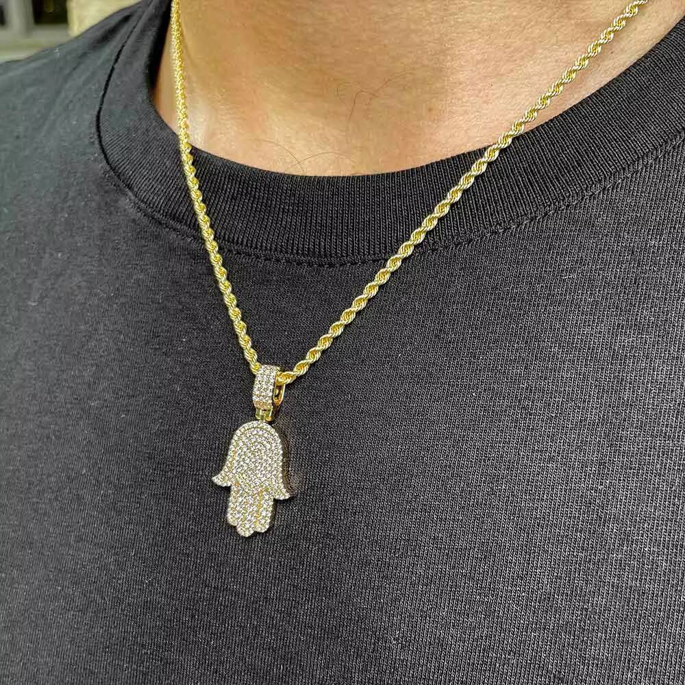 High Quality Custom Moissanite Pendant Hip Hop Jewelry Palm Shaped Amulet S925 Silver Moissanite Pendant