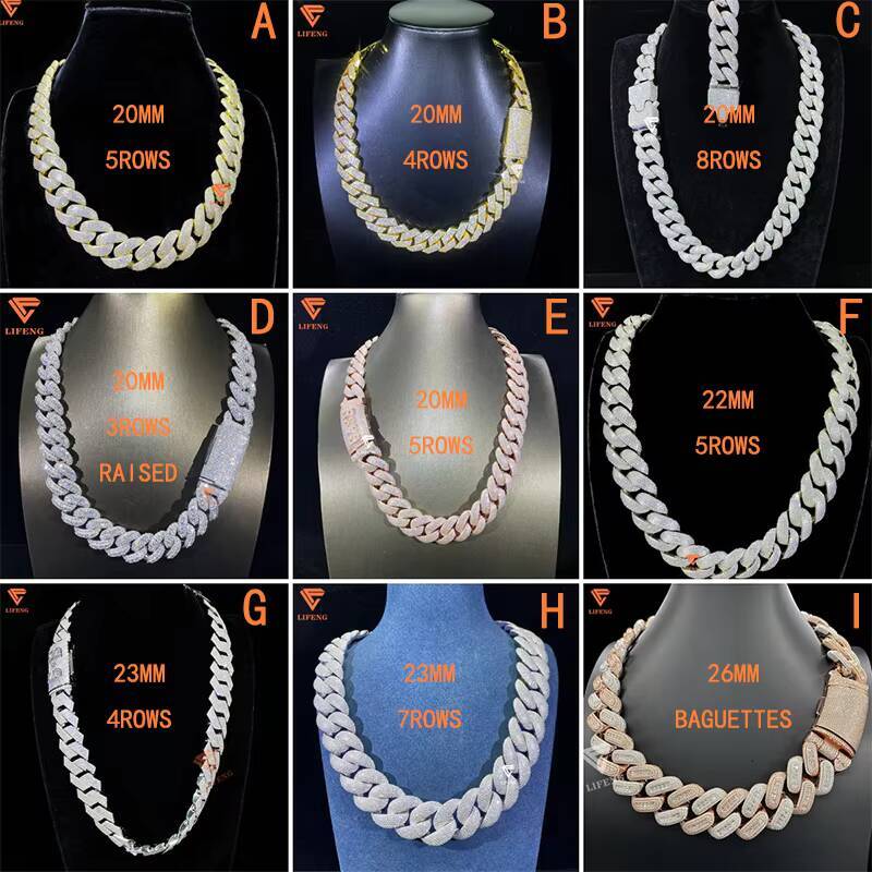 Miami Cuban 20mm 4 Rows Rose Gold Plated Vvs Diamond 925 Silver Iced Moissanite Cuban Link Chain for Men