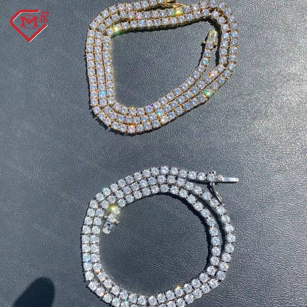 Wholesale Price 3mm Tennis Iced Out D Color Vvs 925 Sterling Silver Gra Certificate Moissanite Tennis Chain for Men Women