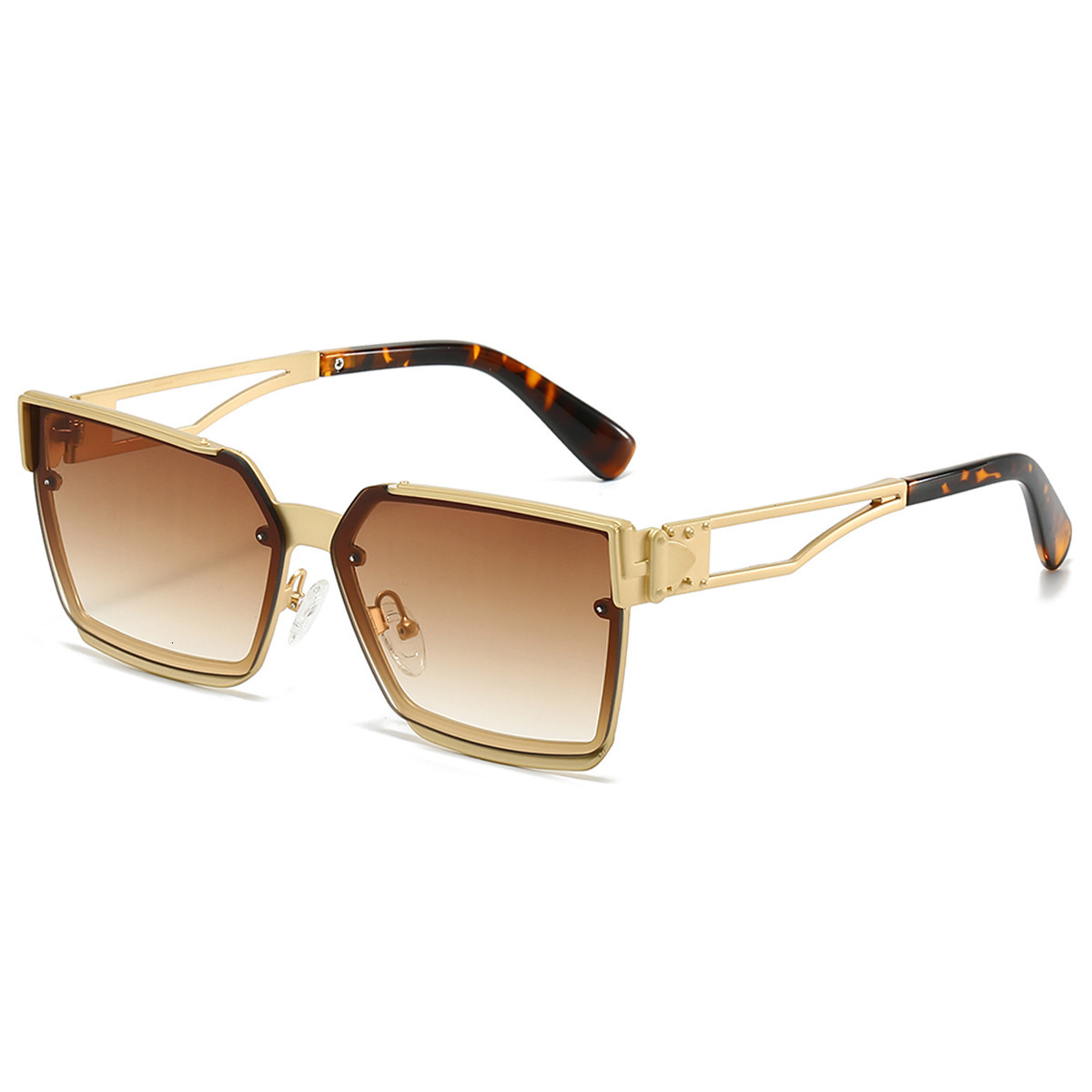 Cross Border New Metal Designer Sunglasses Men's Box High-end Outdoor Large Frame Glasses Women's UV Resistant Beach Sunglasses Wholesale