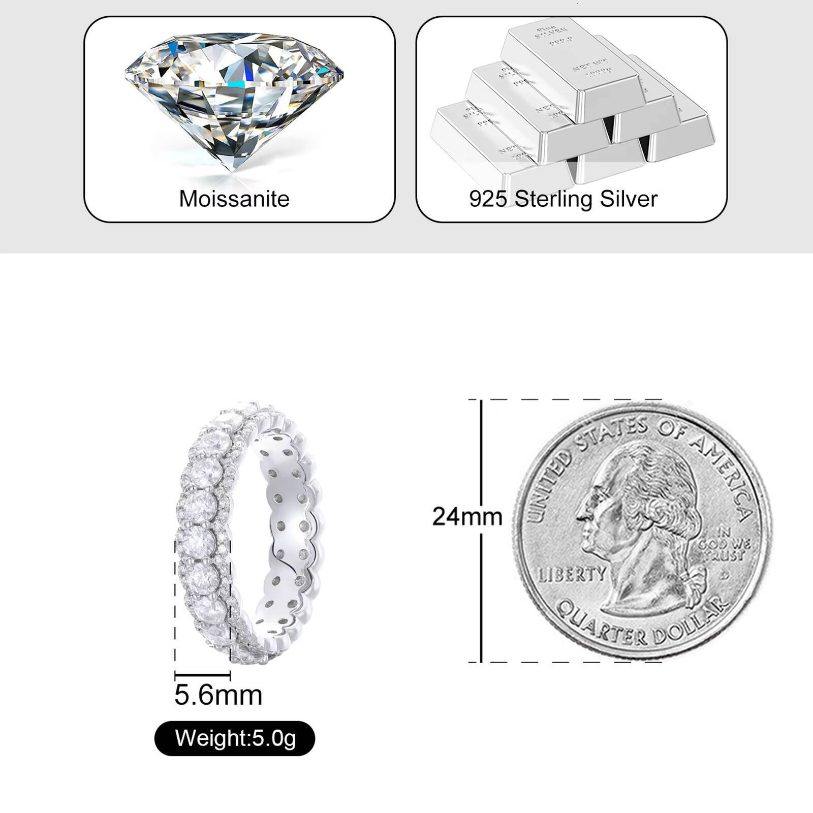 Dropshipping Fine Jewelry White Gold 925 Sterling SIlver Cluster VVS Moissanite Diamond Halo Wedding Band Ring for Women Men