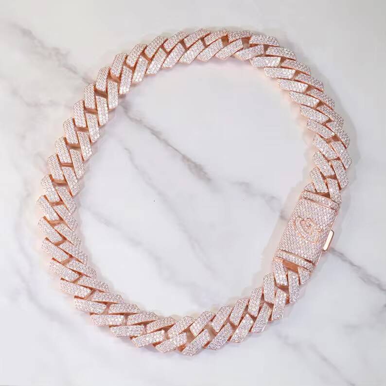 Hiphop Cuban Necklace 925 Sterling Silver 20mm 3 Rows Iced Out VVS Moissanite Cuban Link Chain