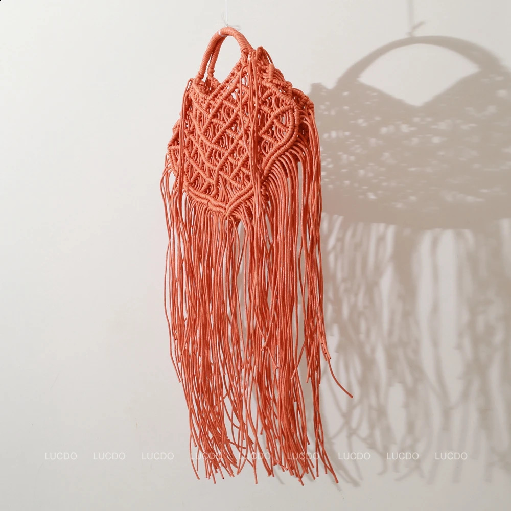 Casual Bali Summer Beach Shoulder Bag Bohemian Tassel Woven Women Handbags Large Capacity Tote n Hollow Rope Purse 260415