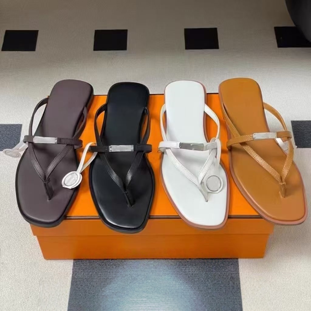 slipper Palladium plated buckle Miss sandal luxury calfskin Mini style interlaced silhouette Minimalist womens sandals Womens Classic Buckle Shoes 35-42