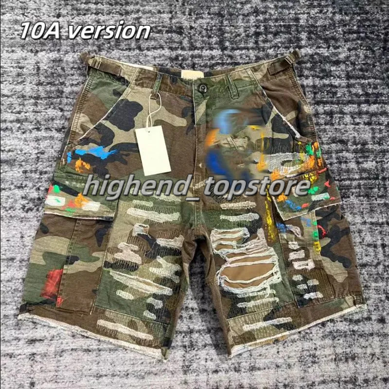 Camo gallerly dept shorts designer Mens Shorts Camouflage Patchwork Leather Letter Hip Hop Worn Work Denim Shorts Men dept Pants Pure cotton high-quality 24b