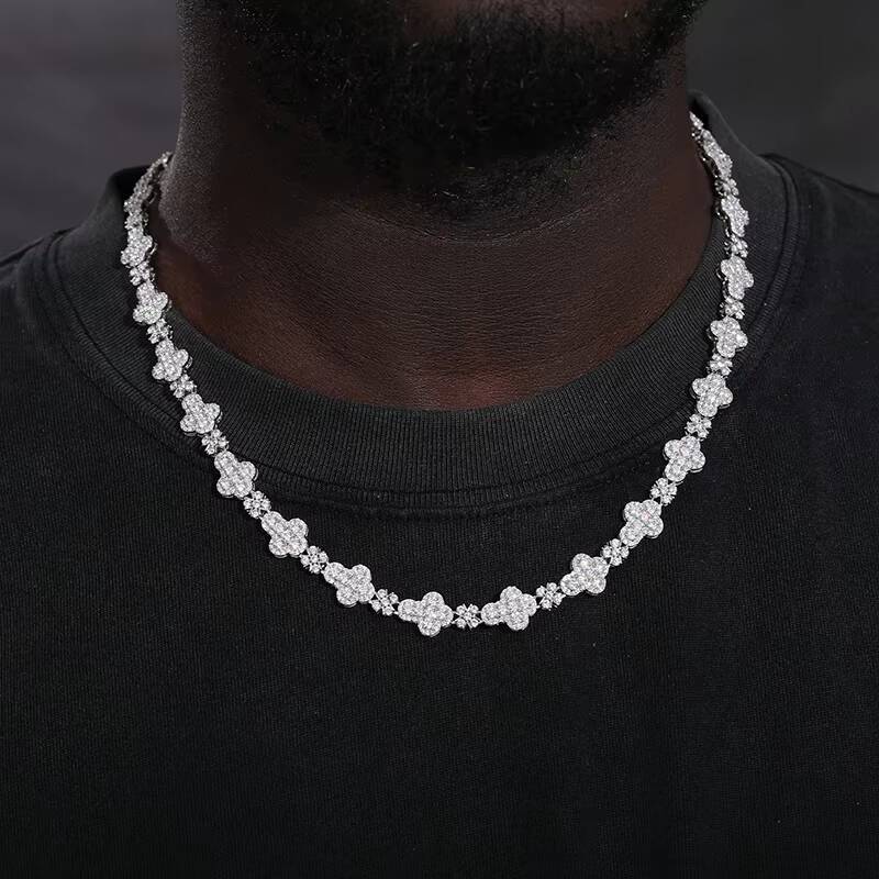 New Luxury Design 925 Sterling Silver Rust Proof Iced Out Moissanite Cross Necklace Hip Hop Jewelry for Men
