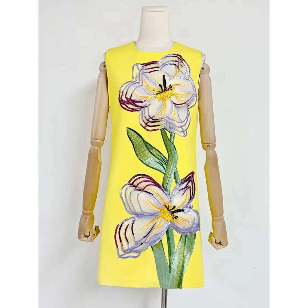 VGH Colorblock Spliced Appliques Short Dress for Women O Neck Sleeveless Patchwork Zipper Fashion Straight Dresses Female Summer MAKOUFEI