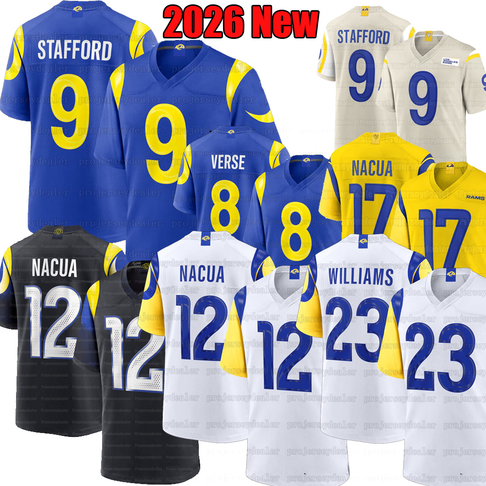 9 Matthew Stafford Ram 2026 Los AngelesCity La RamsS Football Jerseys Trent McDuffie Williams Aaron Donald Puka Nacua avante Adams Jaylen McCollough Bennett IV