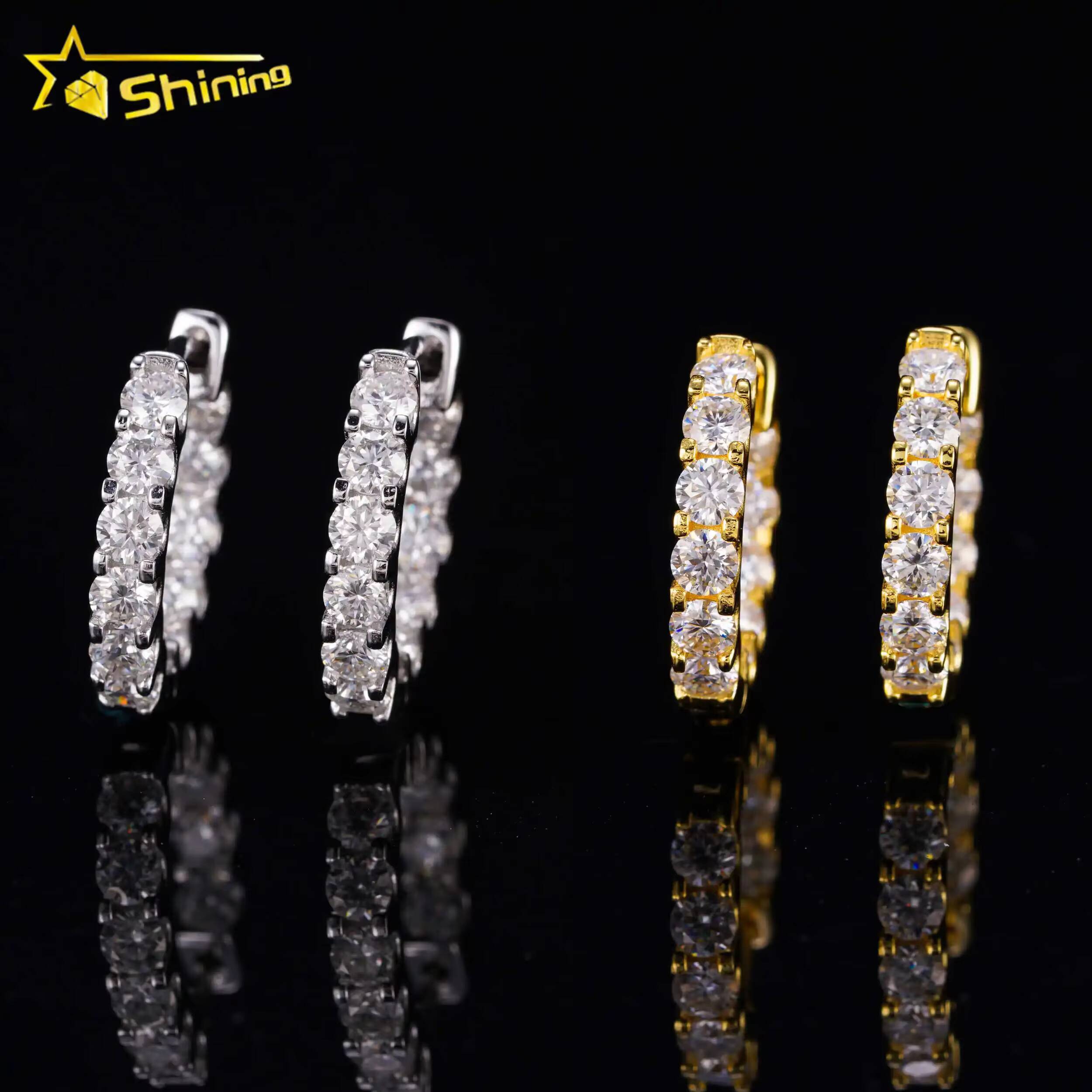 New Arrival Hot Sale Design Tennis Earrings 925 Silver 30mm GRA Moissanite Hoop Earrings Fashion Jewelry