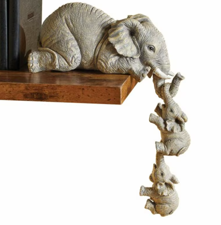 Resin Elephant Baby Ornament Decoration Ins Creative Home Ornament Garden Three Elephants Family