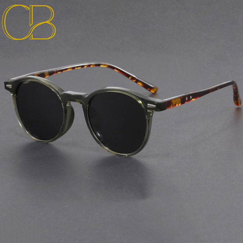 Polarized Round Sunglasses Men TR90 Fashion Glasses Frame Shades Polygon Women Oval High Quality Travel Summer Beach Korean Ultra Light Retro Driving 