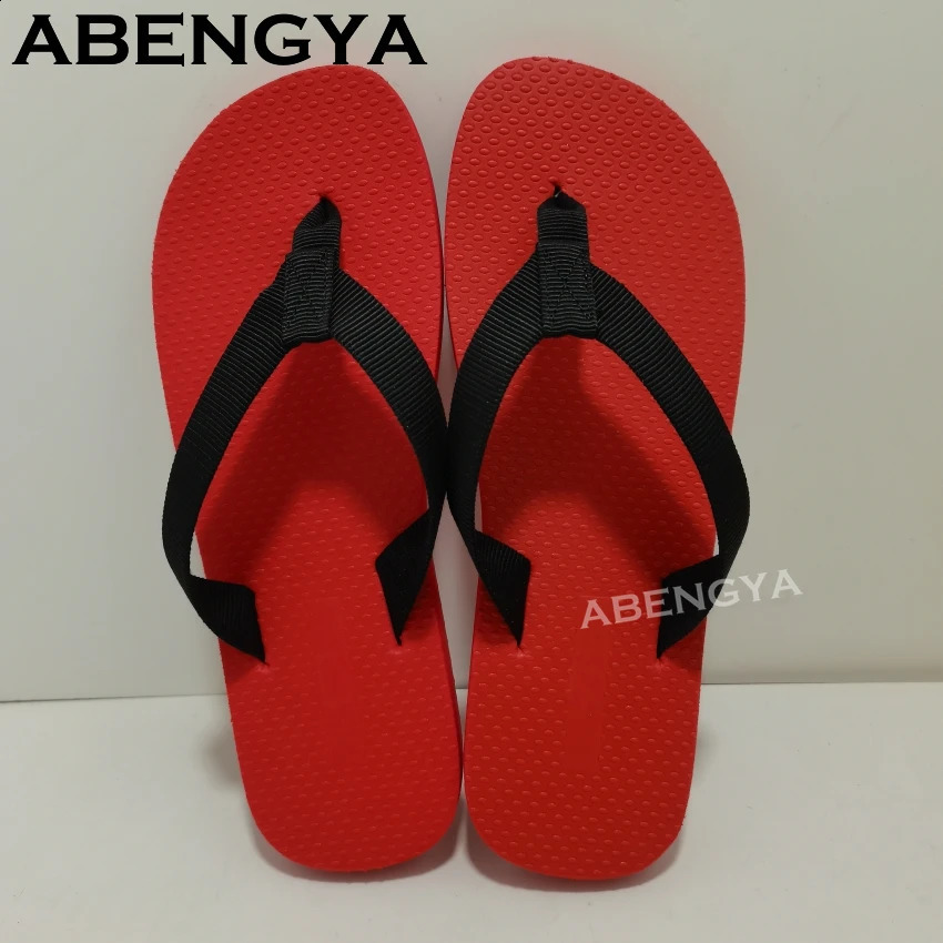 Summer Red Sole Flip Flops Flat Slippers For WomenMen Thick Sole Lazy Mules Casual Vacation Beach Slides Couple Shoes 260415