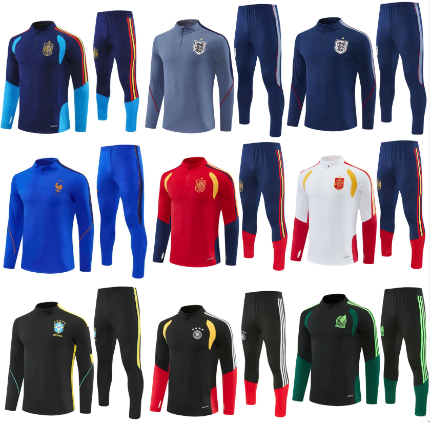 26 27 Spain Long sleeved half pulled jogging france tracksuit PEDRI FERRAN MORATA PEDRI Espana Camiseta Germany Mexico world training suit Cup