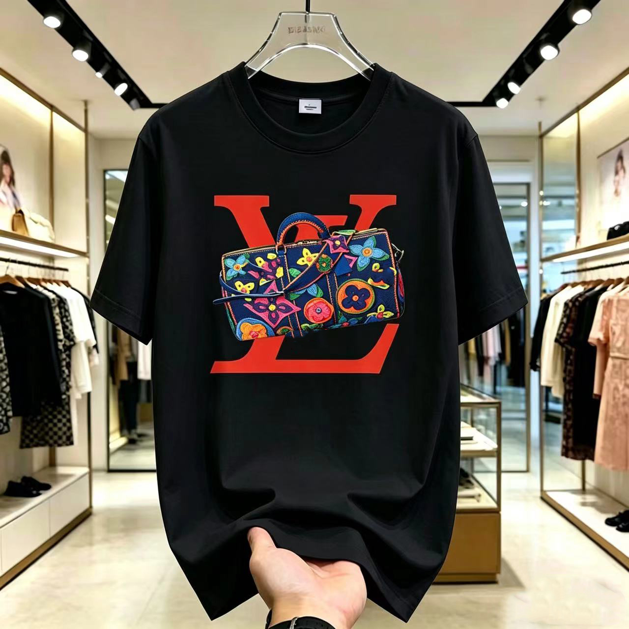 2025 new men's short sleeved shirt women's summer cotton high street loose extra large T neck trend top66 - view 3