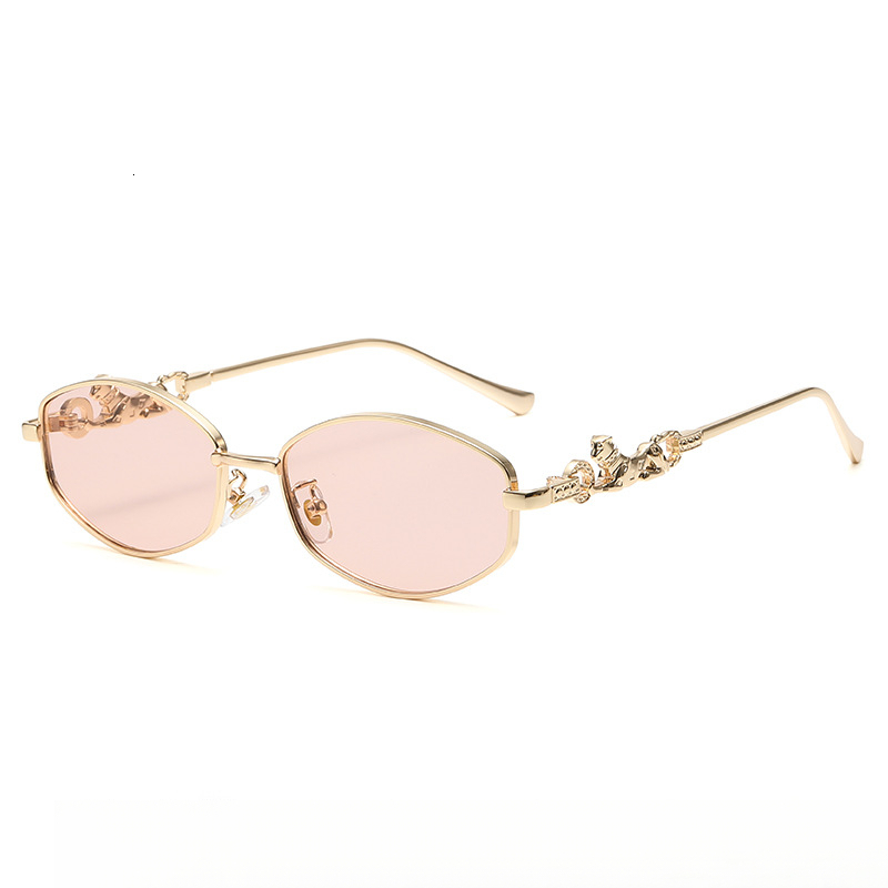 High End Cross-border New Small Frame Metal Cheetah Designer Sunglasses Unique And Fashionable Outdoor UV Resistant Sunglasses Wholesale
