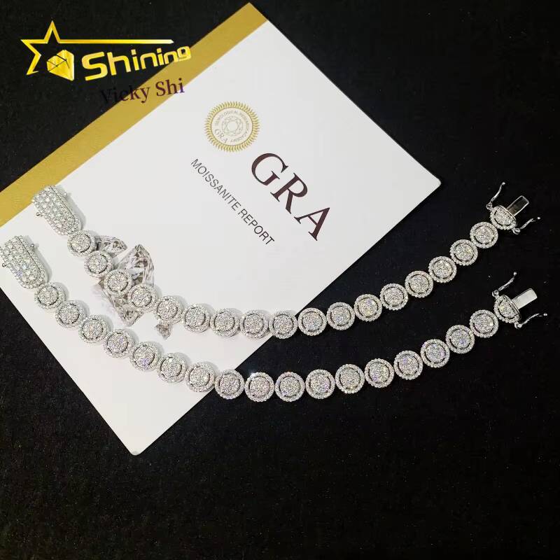 Hip Hop Jewelry 10MM Iced Out VVS Moissanite Cuban Bracelet Custom 925 Sterling Silver Mens Luxury Bracelet