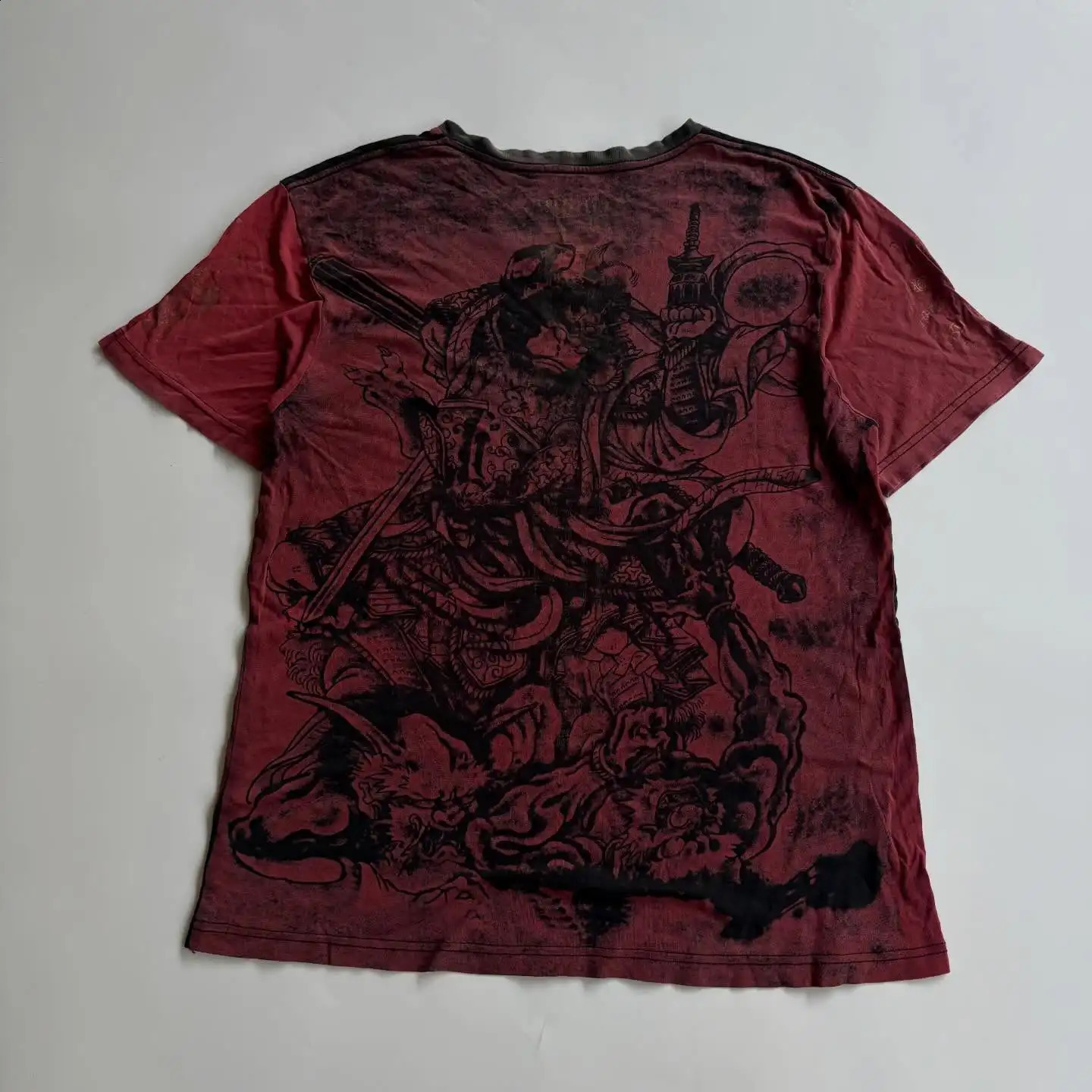 Y2K Red Gothic Thorn Totem Printing Harajuku Style T Shirt High Street Broken Feeling Mens Short Sleeves Couple Collocation 260415
