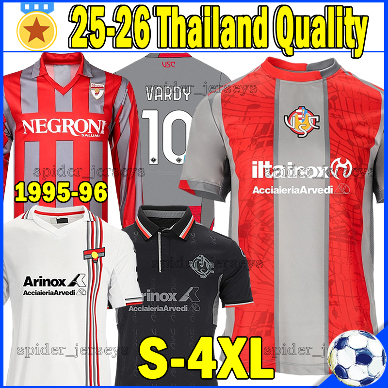 XXXL 4XL 25 26 US Cremonese VARDY Soccer Jerseys Retro 1995 96 Long Sleeves DE LUCA BONAZZOLI 2025 2026 Grigiorossi VANDEPUTTE Football Shirts Gray-reds Men Uniforms