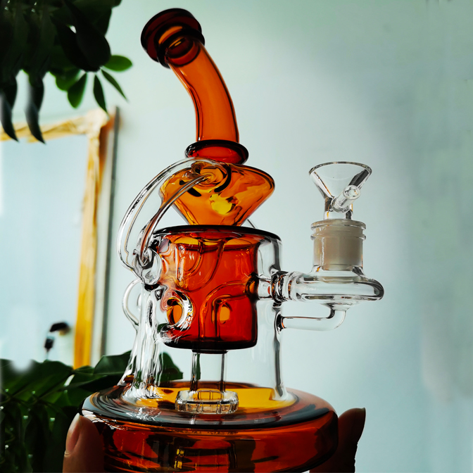 Recycler Hookahs Glass Bong Smoking glass Water Pipes Bubble Oil Accessory Recycler Water Bongs with 14mm bowl