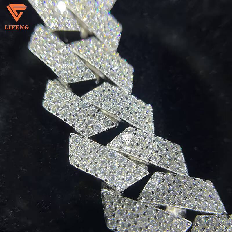 Custom 15mm Cuban Chain Necklace Fashion Jewelry for Women Girls with Personalized Name Moissanite Diamond Necklace